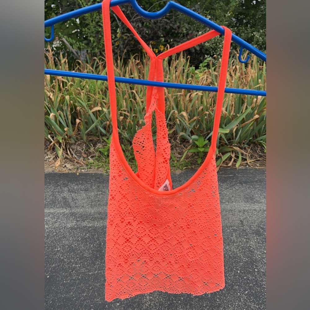VS pink neon orange crop bathing suite cover up size S price 🔽